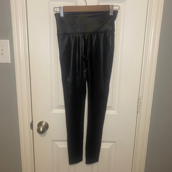 SPANX Pants - Spanx Faux Leather Leggings Women's Small Black High Waisted‎ Skinny Pants